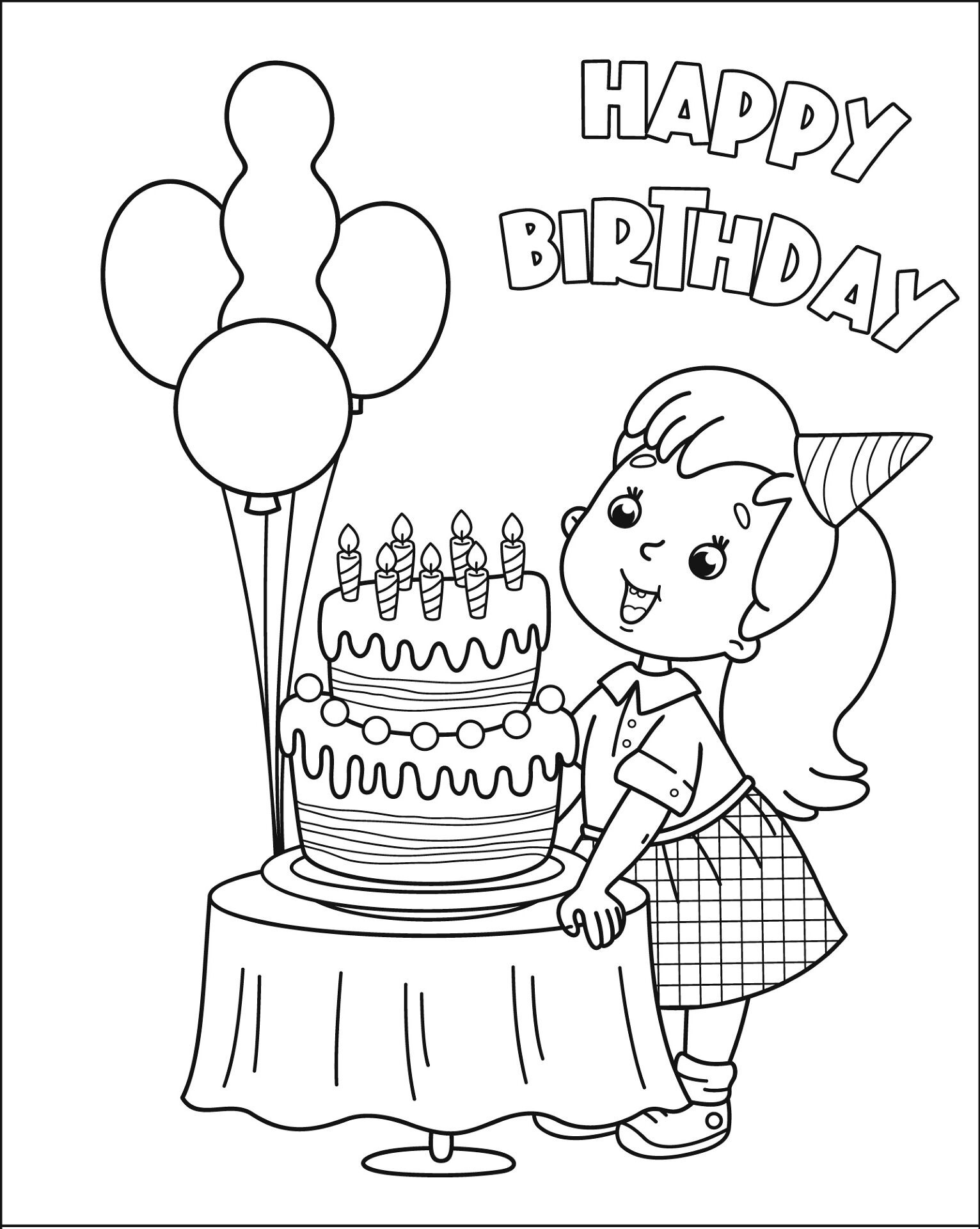 Desenho de Feliz Aniversário para colorir