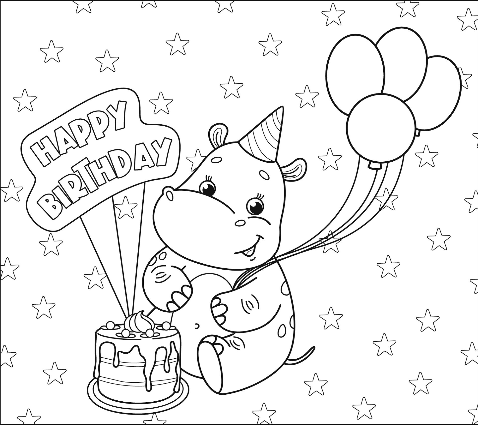 Desenho de Feliz Aniversário para colorir