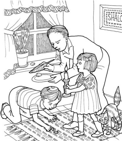 Desenho de Feriados Judeus para colorir e imprimir: número 1