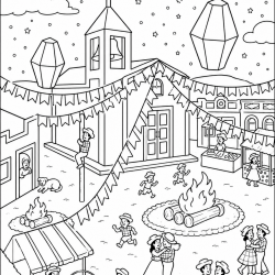 Desenho de Festa Junina para colorir e imprimir: número 1