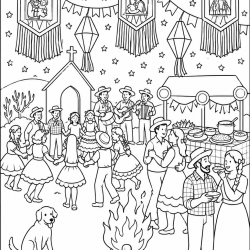 Desenho de Festa Junina para colorir e imprimir: número 2