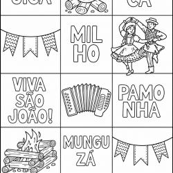 Desenho de Festa Junina para colorir e imprimir: número 4