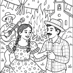 Desenho de Festa Junina para colorir e imprimir: número 9
