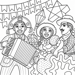 Desenho de Festa Junina para colorir e imprimir: número 12