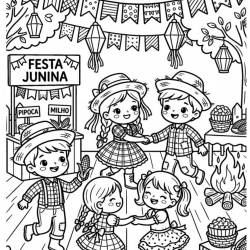 Desenho de Festa Junina para colorir e imprimir: número 14