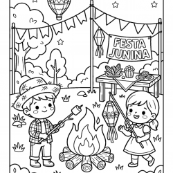 Desenho de Festa Junina para colorir e imprimir: número 15