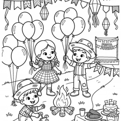 Desenho de Festa Junina para colorir e imprimir: número 17