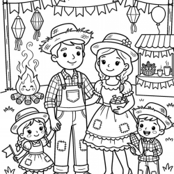 Desenho de Festa Junina para colorir e imprimir: número 20