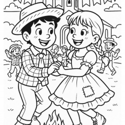 Desenho de Festa Junina para colorir e imprimir: número 21