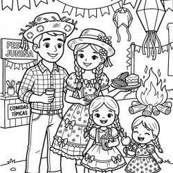 Desenho de Festa Junina para colorir e imprimir: número 22