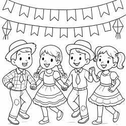 Desenho de Festa Junina para colorir e imprimir: número 24