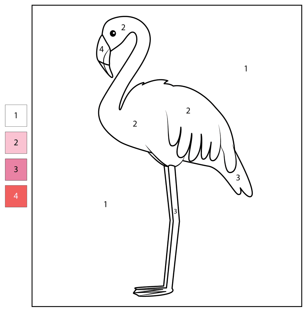 Desenho de Flamingos para colorir e imprimir: número 12