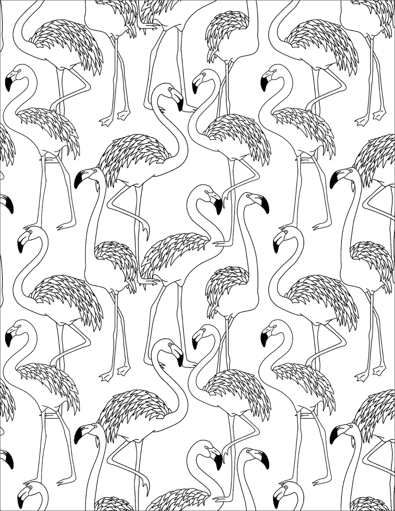 Desenho de Flamingos para colorir e imprimir: número 26