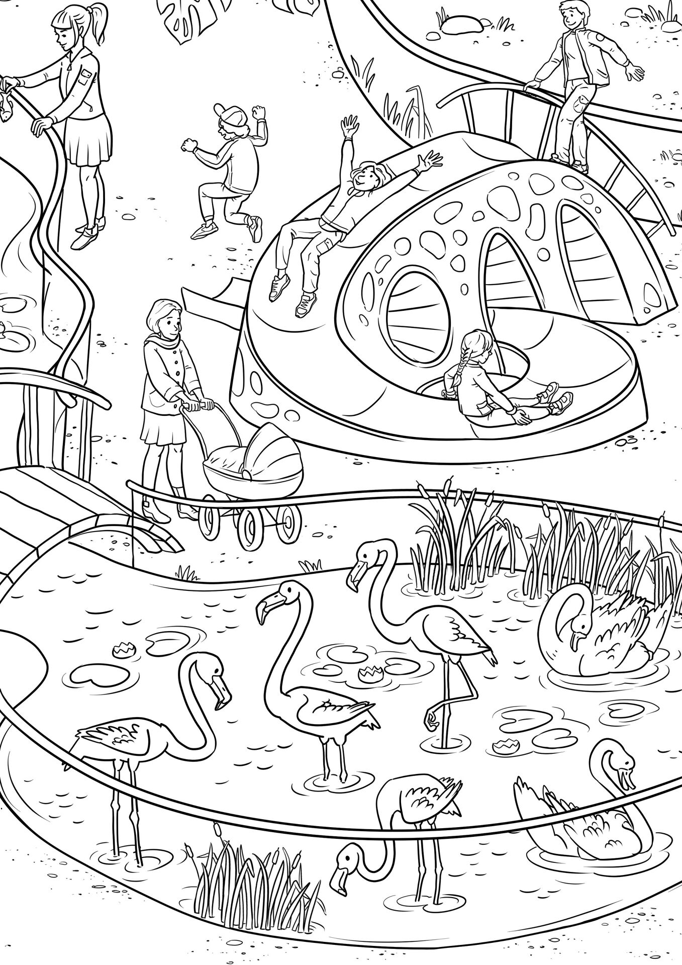 Desenho de Flamingos para colorir e imprimir: número 30