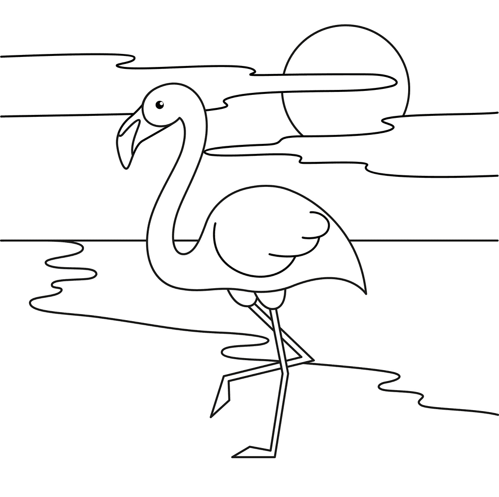 Desenho de Flamingos para colorir e imprimir: número 38