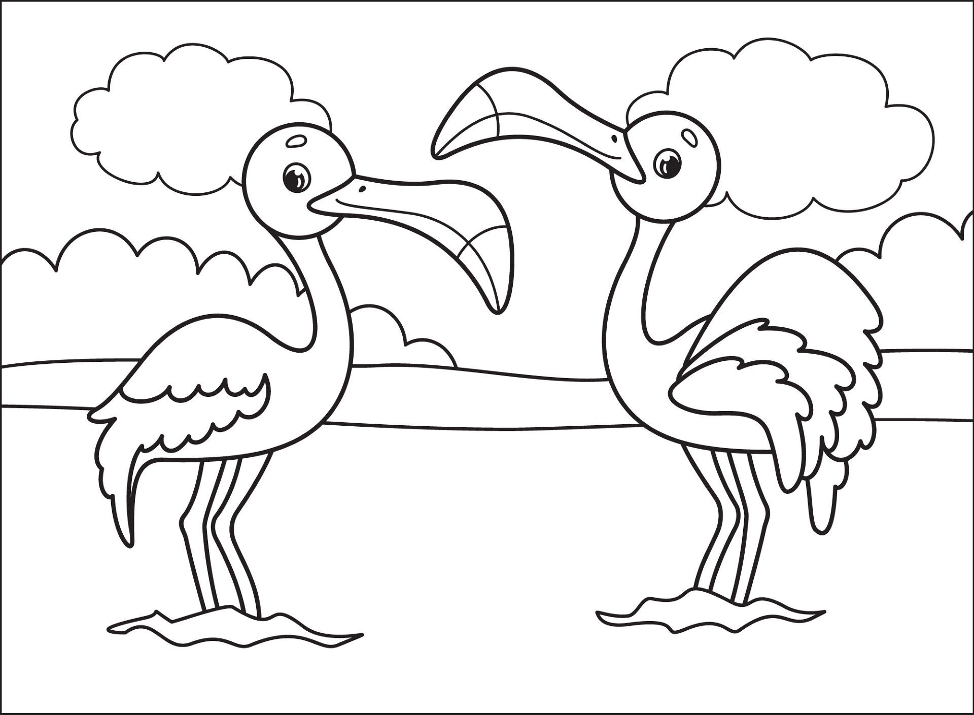 Desenho de Flamingos para colorir e imprimir: número 43