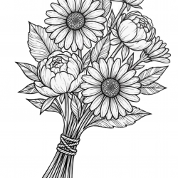 Desenho de Flores para colorir e imprimir: número 2