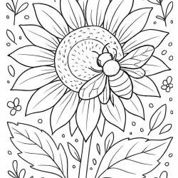 Desenho de Flores para colorir e imprimir: número 5