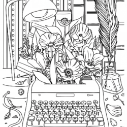 Desenho de Flores para colorir e imprimir: número 9