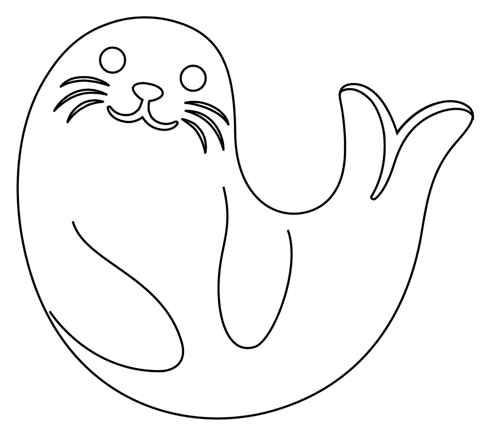 Desenho de Focas para colorir e imprimir: número 3