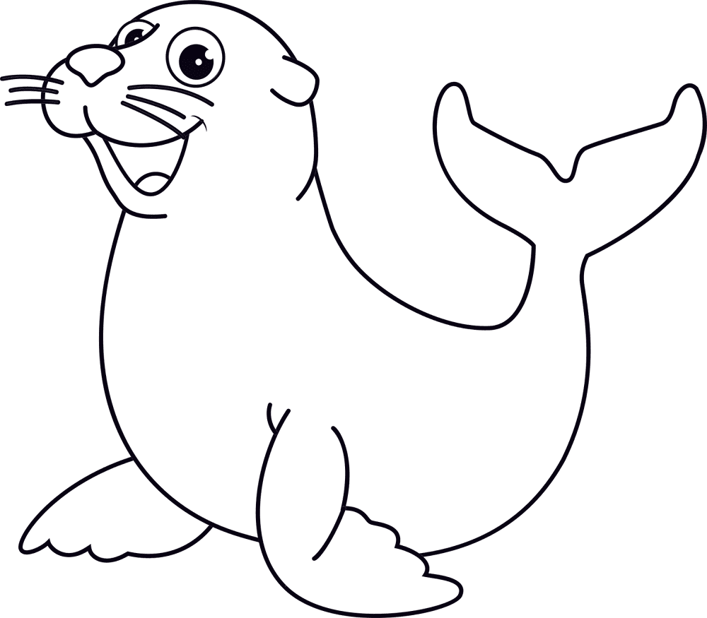 Desenho de Focas para colorir e imprimir: número 4