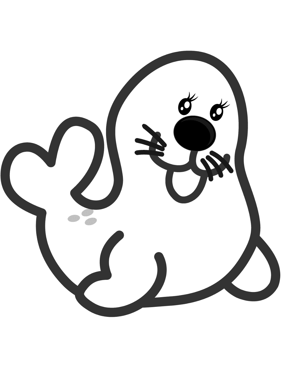 Desenho de Focas para colorir e imprimir: número 7