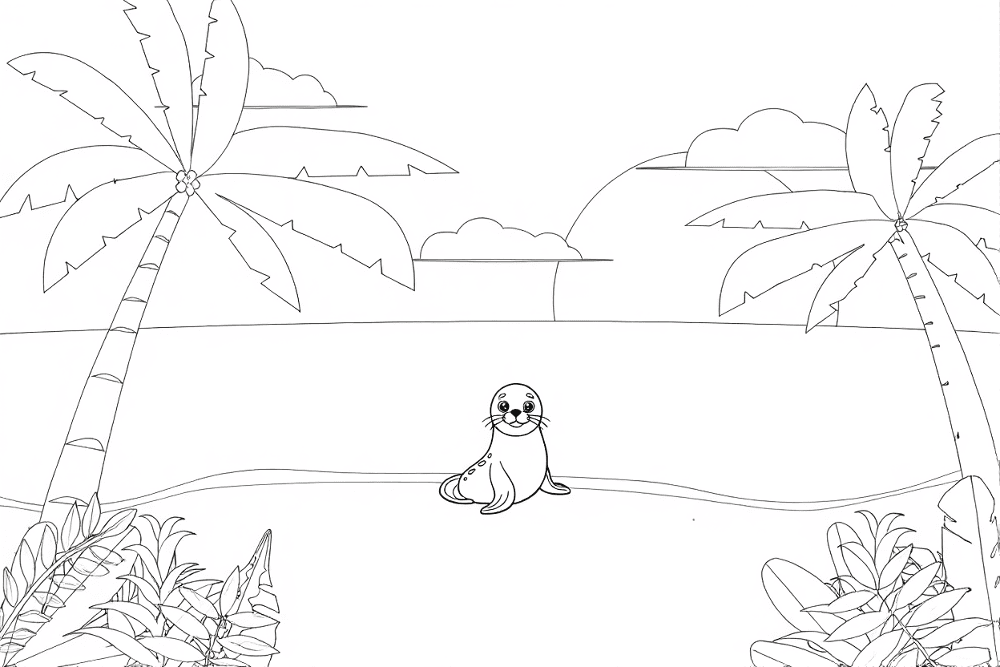 Desenho de Focas para colorir e imprimir: número 12