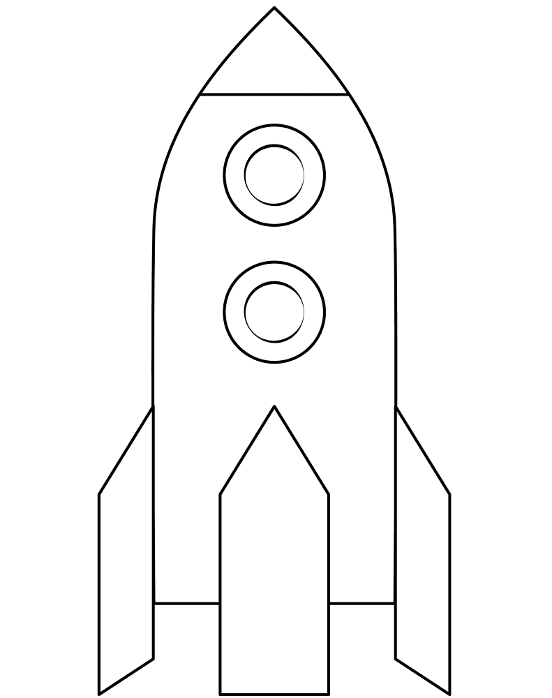 Desenho de Foguete para colorir e imprimir: número 2