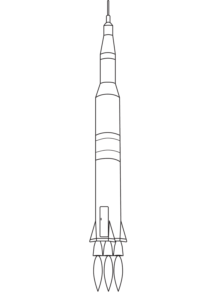 Desenho de Foguete para colorir e imprimir: número 5