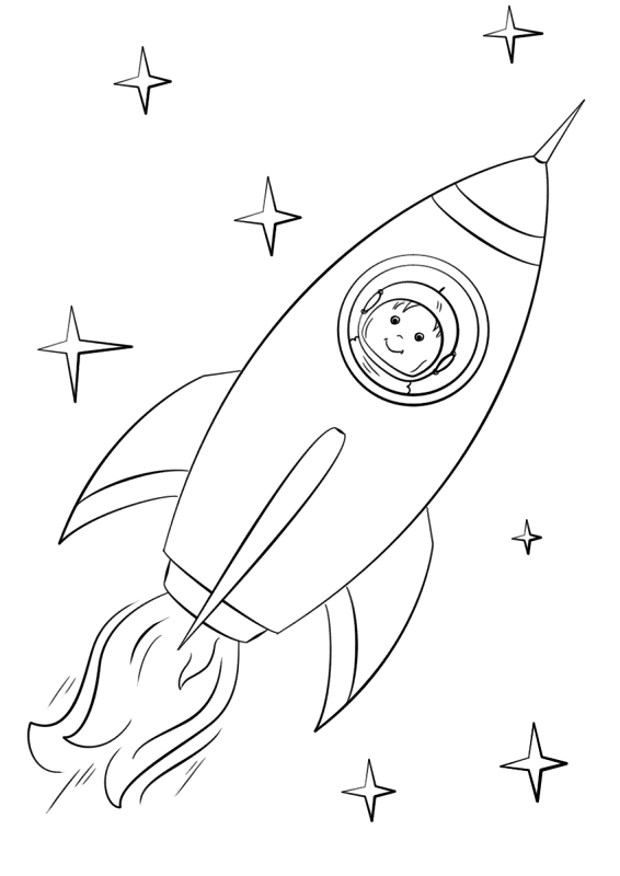 Desenho de Foguete para colorir e imprimir: número 6