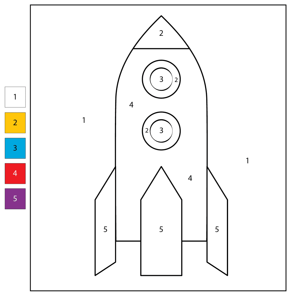 Desenho de Foguete para colorir e imprimir: número 7