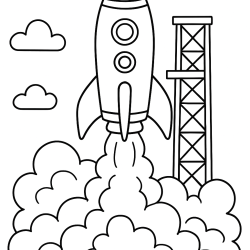 Desenho de Foguete para colorir e imprimir: número 15