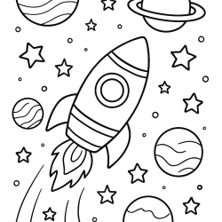 Desenho de Foguete para colorir e imprimir: número 20