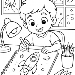 Desenho de Foguete para colorir e imprimir: número 21