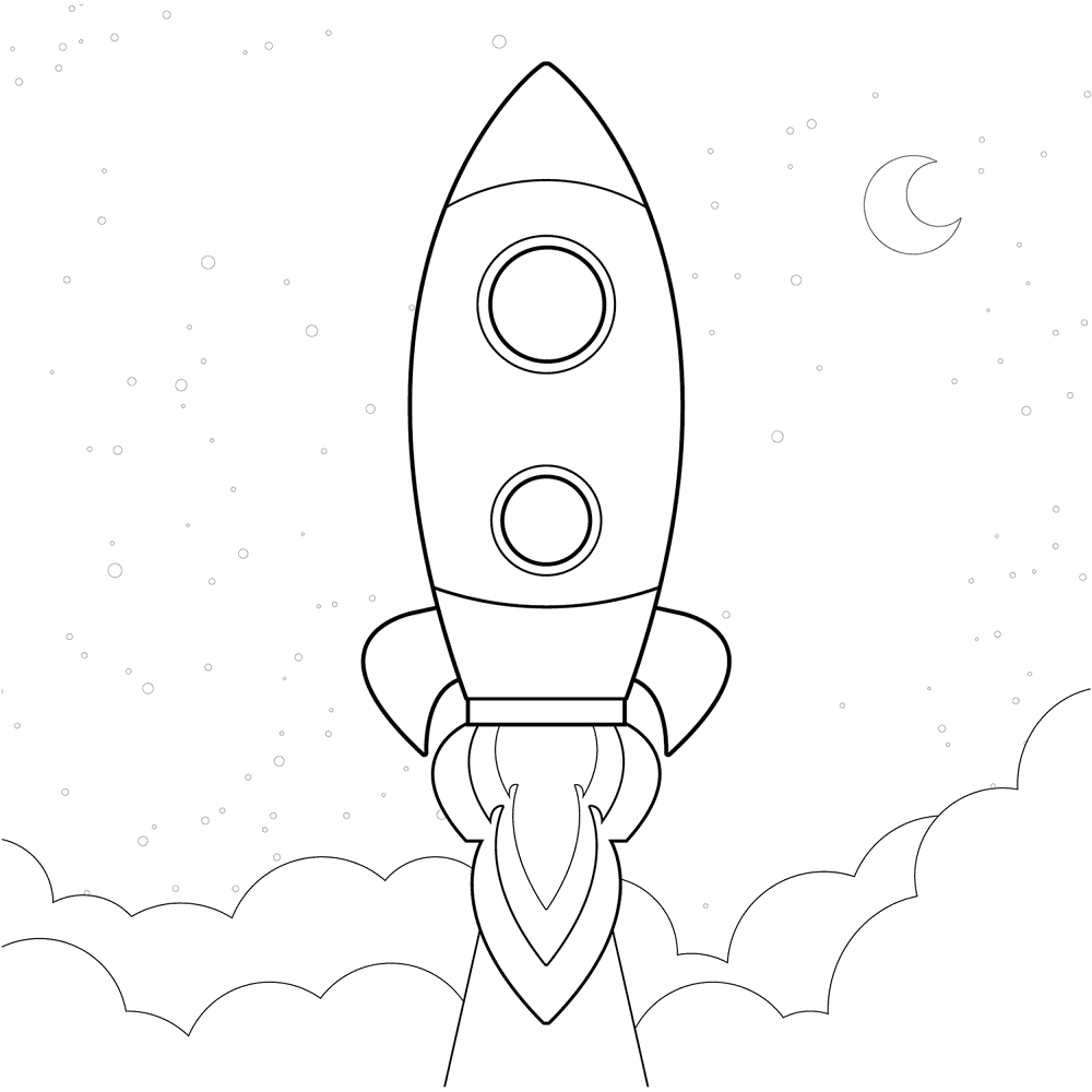 Desenho de Foguete para colorir e imprimir: número 26