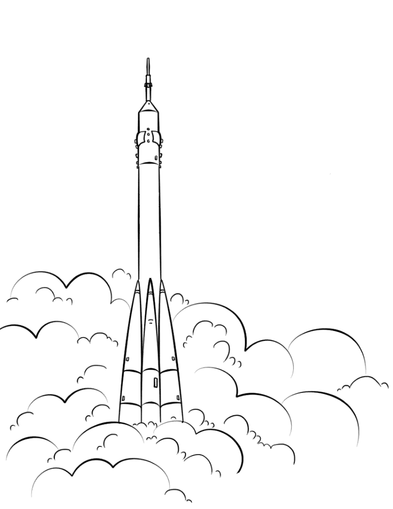 Desenho de Foguete para colorir e imprimir: número 30