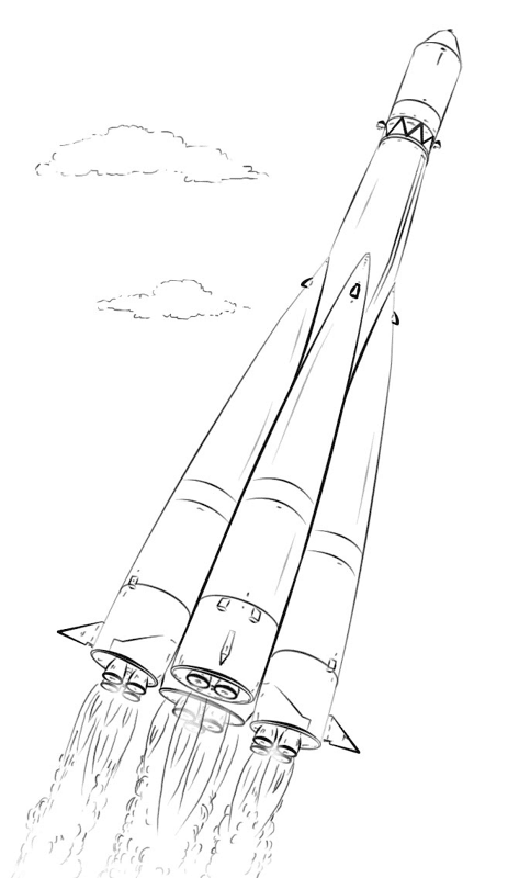 Desenho de Foguete para colorir e imprimir: número 32