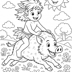 Desenho de Folclore para colorir e imprimir: número 1