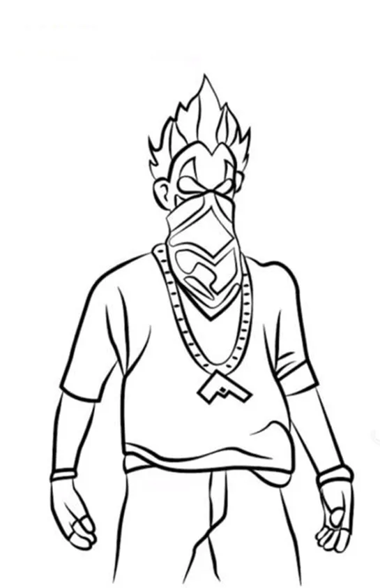 Desenho de Free Fire para colorir e imprimir: número 3