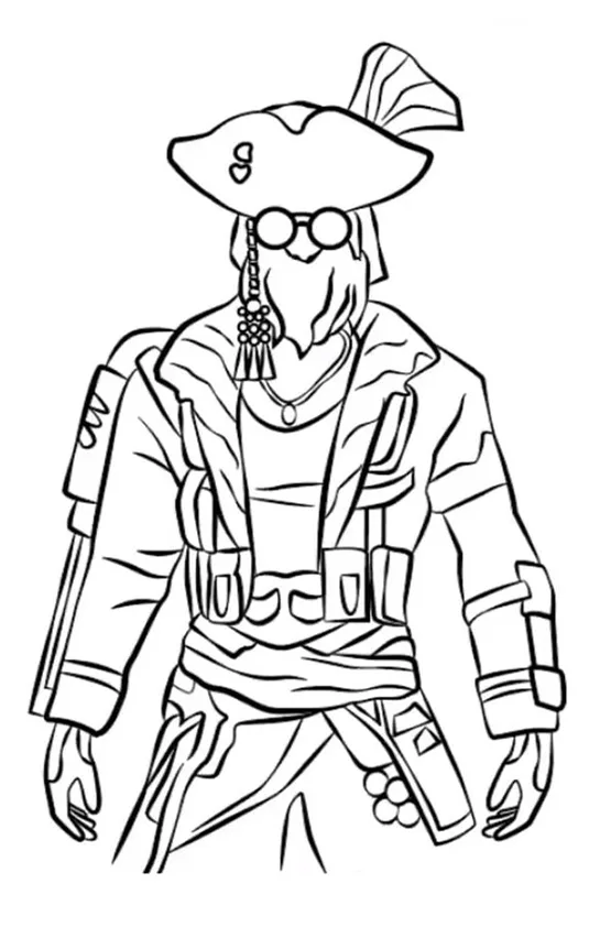 Desenho de Free Fire para colorir e imprimir: número 4