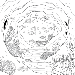 Desenho de Fundo do Mar para colorir e imprimir: número 8