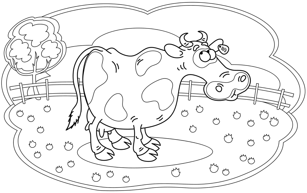 Desenho de Gado para colorir e imprimir: número 2
