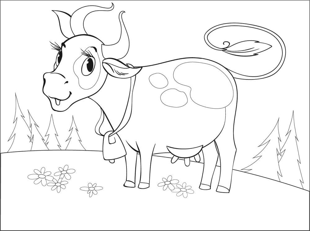 Desenho de Gado para colorir e imprimir: número 3