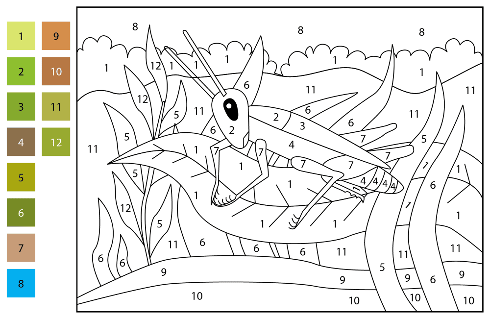 Desenho de Gafanhotos para colorir e imprimir: número 18