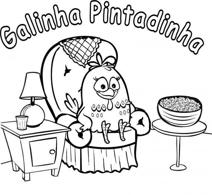 Desenho de Galinha Pintadinha para colorir e imprimir: número 3