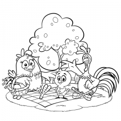 Desenho de Galinha Pintadinha para colorir e imprimir: número 13
