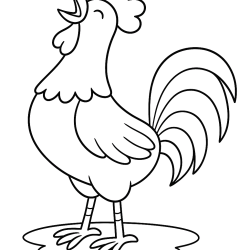 Desenho de Galo para colorir e imprimir: número 1