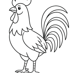 Desenho de Galo para colorir e imprimir: número 2