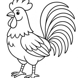 Desenho de Galo para colorir e imprimir: número 3