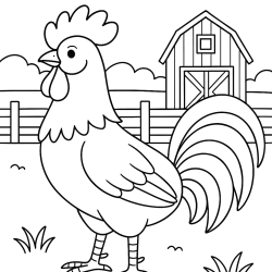 Desenho de Galo para colorir e imprimir: número 4